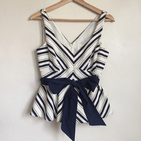 Anthropologie Tops - Anthropologie Maeve Mitered Stripe Peplum Top Sz 6